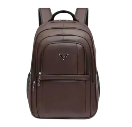 Mochila de Couro Executiva para Notebook, Grande, Preta, Múltiplos Compartimentos (1 Couro Marrom)