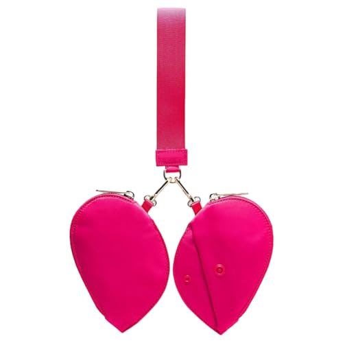 2 In 1 Love Stitching Wrist Bag Simple Nylon Wallet Bank Card Holder (Rose Red)