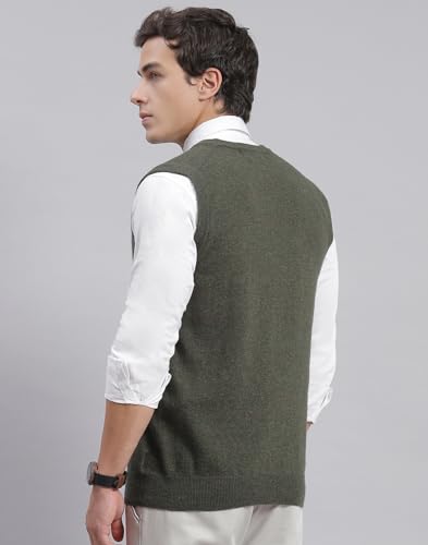 Image of Monte Carlo Off White Solid V Neck Sweater | Warm Woolen Pullover for Men | Soft Comfortable Knitted Winter Wear Sweater for Men's