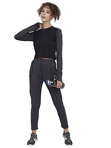 Image of CHKOKKO Women's Polyester Regular Fit Round Neck Full Sleeves Gym Crop Top