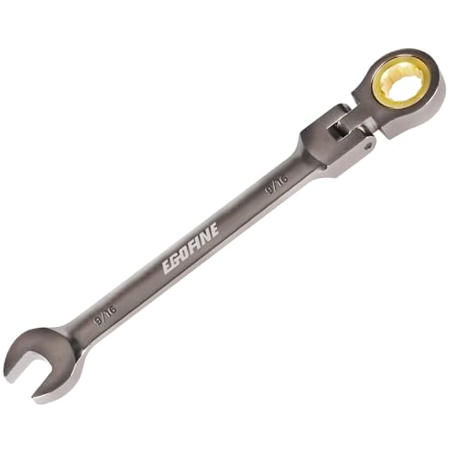 Egofine 9/16 Ratchet Wrench Flex Head, 9/16 Wrench Ratcheting Combination Wrenches SAE, Industrial Grade Gear Spanner with 12 Point Box End, 72-Teeth Ratchet Nickel Plating, Chrome Vanadium Steel