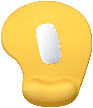 Hsurbtra Ergonomic Mouse Pad with Wrist Rest Support, Gel Mouse Pads with Non-slip PU Base, Pain Relief Memory Foam Mousepad for Laptop PC, Cute Office Supplies Desk Decro Accessories Apricot Yellow