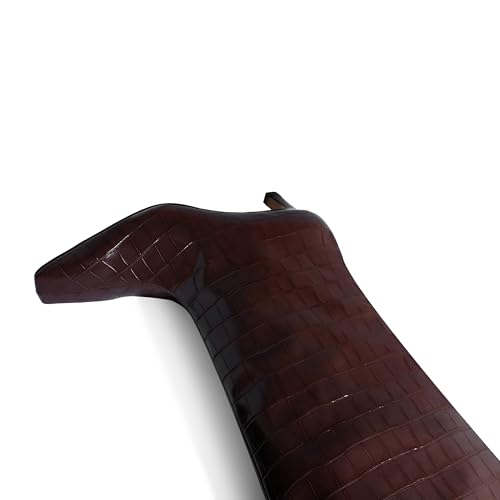 iadore Women's Western Knight Boots, Vegan Leather Crocodile Printed Square Toe Kitten Heel Wide Straight Shaft Knee High Boots 2 Inch4