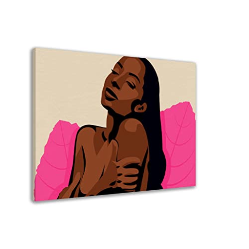 Tableau femme noire 70x100 - Toile encadrée d'art pour intérieur chic