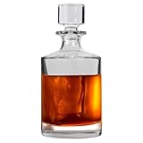 Lily's Home Glass Decanter for Whiskey, Bourbon, Brandy, Wine or Any Other Liquor or Beverage. With a Glass Stopper. Round, Stylish and Functional Piece (26 Ounces) Clear