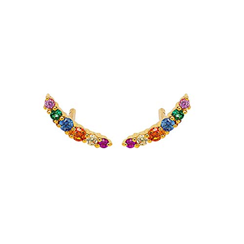 Boucle d'oreille en argent 925 avec zircon arc-en-ciel pour cartilage