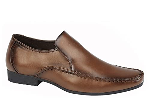 Route 21 Mens Centre Gusset Slip On Formal Shoes/Loafers with Padded Insole Brown 10 UK