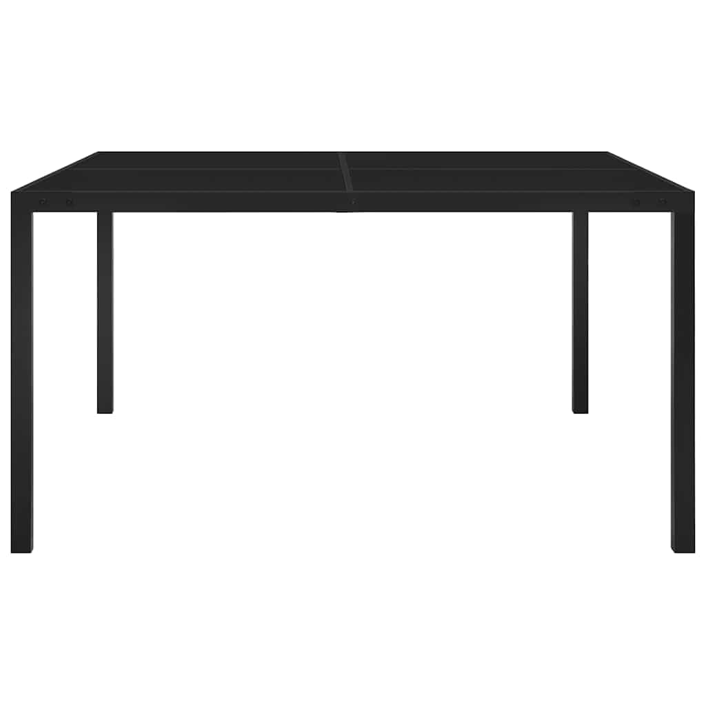 Mesa de jardín de 130 x 130 x 72 cm, acero negro y cristal, robusta mesa exterior con tapa de cristal templado, mesa de jardín fácil de limpiar para terraza, mesa duradera