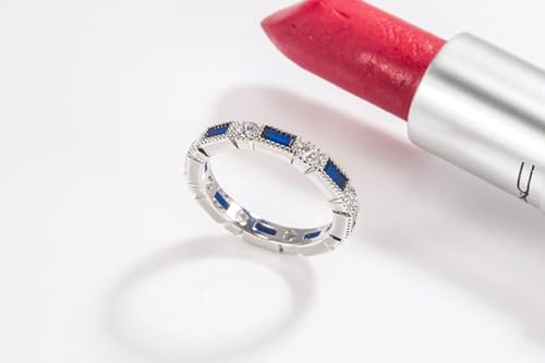 Eternal Wedding Ring, S925 Sterling Silver Mosonite Set with White Lantopa Stone Square and Round Zircon Engagement Ring, CZ Promise Ring, Valentine's Day and Christmas Gift(US Size-8)3