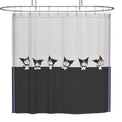 Sanrio Kuromi 13-Piece Shower Curtain Set 72 x 72 Inch Fabric Curtain with Hooks Bathroom Decor Machine Washable (100% Officially Licensed Product) by Franco Collectibles