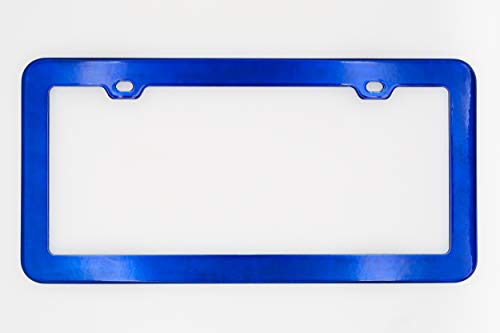 Creathome 2PCs Stainless Steel License Plate Frames with Shining Blue Color - Thumbnail 2