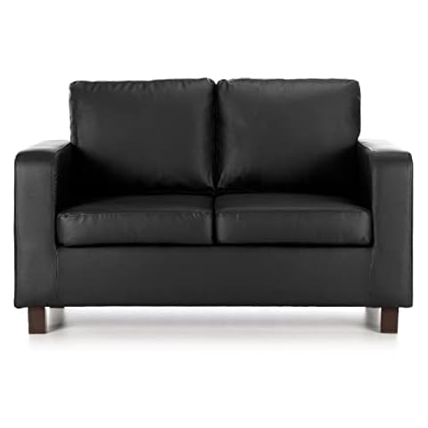Sofa In A Box - Matthew 2 Seater Sofa in Black Faux Leather Cover