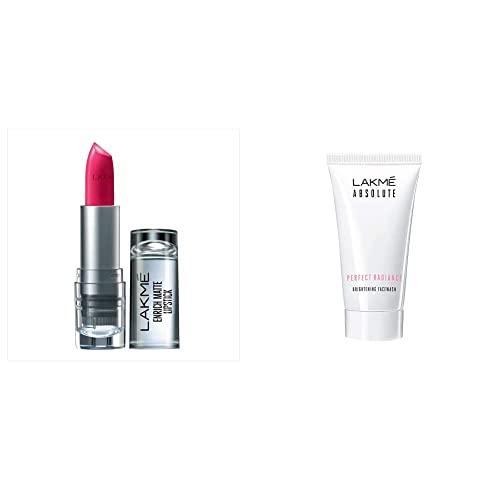 Image of Lakme Enrich Matte Lipstick, Shade PM15, 4.7g And Absolute Perfect Radiance Skin Lightening Facewash, 50g