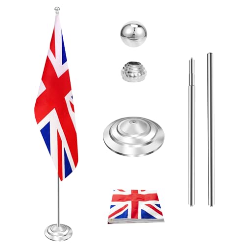 Kit de mât de drapeau d'intérieur avec base lestée et épaisse, hauteur 200 cm à 252 cm, mât de drapeau d'intérieur commercial en aluminium pour bureau, école, hôtel de ville, mât de drapeau