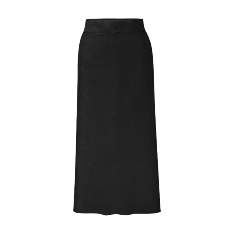 Women Knitted Skirts Elastic Waist Split A-Line Skirt for Women