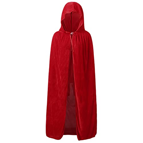 Allbestop Capas y Disfraces de Mujer con Capucha para Hombres Capa Larga de Chaqueta de Halloween para Parejas Encaje Frontal del Corsé Medieval (Red, M(160cm))