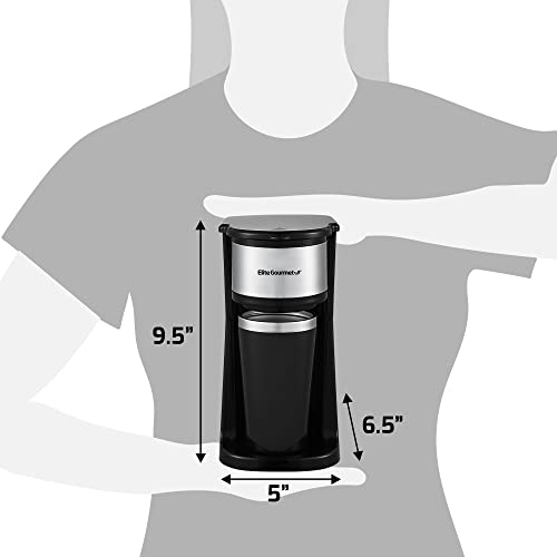 Elite Gourmet EHC-112B Personal Single-Serve Compact Coffee Maker Brewer Includes 14Oz. Thermal Travel Mug with Stainless Steel Interior, Compatible with Coffee Grounds, Reusable Filter, Black by Elite Gourmet - Image 6