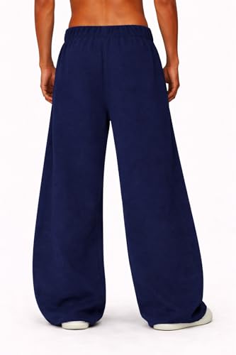 Image of JUGULAR Men's Baggy Barrel Wide Leg Loose Fit Streetwear Track Pants, Black, Pure Cotton, Elastic Waistband, Side Pockets