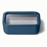 Caraway Glass Food Storage - 6.6 Cup Glass Container - Ceramic Coated Food Container - Non Toxic, Non Stick Lunch Box Container with Glass Lids. Dishwasher, Oven, & Microwave Safe - Navy