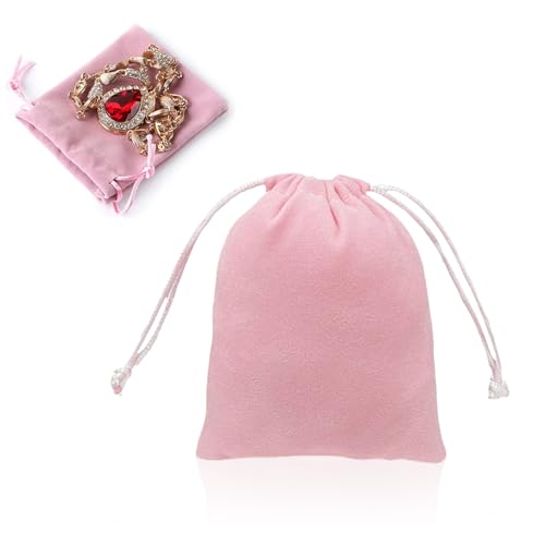 Bralucy Pink Velvet Jewellery Bag 12pcs Jewellery Gift Bags Soft Storage for Party Birthday Gift Anniversary Packaging