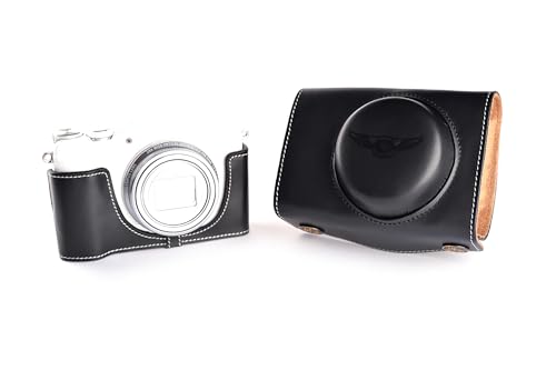 Étui en cuir Olympus Stylus SH-1 fait main housse de protection élégante noire