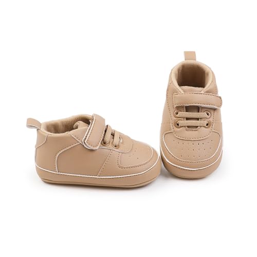 Image of Clowora Unsex Baby Shoes Boys Girls Infant Sneakers Non-Slip Soft Rubber Sole Toddler Crib First Walker Lightweight Shoes (A021 /Khaki,3-6 Months)