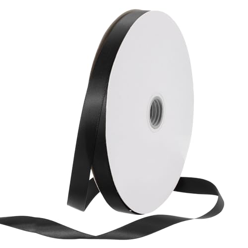 Rebower 100 Yard Satin Ribbon Thick Double Face Grosgrain Silk Ribbon, [for Gift Wrapping, Hair Bows, Wedding, Cake, Flower] - 0.6"(15mm)/Black