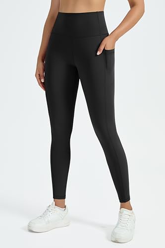 Enjoyoga Sport Leggings Damen mit Tasche - High Waist Sporthose Damen Gym Leggings Laufhose für Sport Gym Yoga (DE/NL/SE/PL, Alphanumerisch, Einheitsgröße, Regular, Regular, S-M, A-Schwarz)