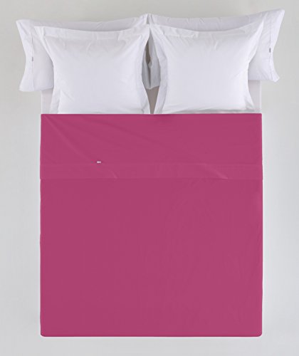 Estela - Sábana Encimera Combi Color Fucsia - Cama De 200 Cm. - 50 Algodón 50 Poliéster - 144 Hilos