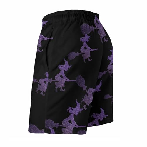 Halloween Witch Mens Swim Trunks Quick Dry Board Shorts Beach Swimwear Bathing Suits4