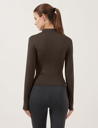 Image of Locachy Women's Lightweight Stretchy Workout Full Zip Running Track Jacket with Thumb Holes