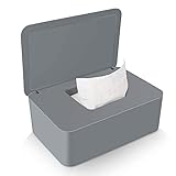 Feuchttücherspender, staubdichte Taschentuch-Aufbewahrungsbox, Feuchttücherspender, Halter mit Deckel für Home Office Schreibtisch (Schwarz) (Schwarz) (grau)