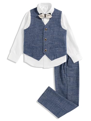 LOLANTA 4 STK. Einreihige Anzugweste Set Hochzeit,Kinderanzug Festlich,...