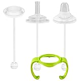 Baby Bottle 4-Pack Baby Sippy Cup Conversion Kit, Silicone Baby Pacifier Straws, 3 Pacifier Straws with Bottle Handle, Weighted Straw Sippy Cup for Babies 3-6-9 Months
