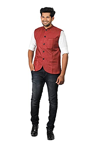 Image of PRAKASAM COTTON Men's Cotton Blend Nehru Jacket(Sleeveless wait coat)