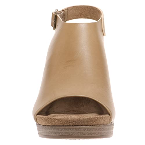 Pierre Dumas Women's Open Toe Slingback Platform Chunky Heels Sandals Morgen-7 Taupe 9 #TOP2