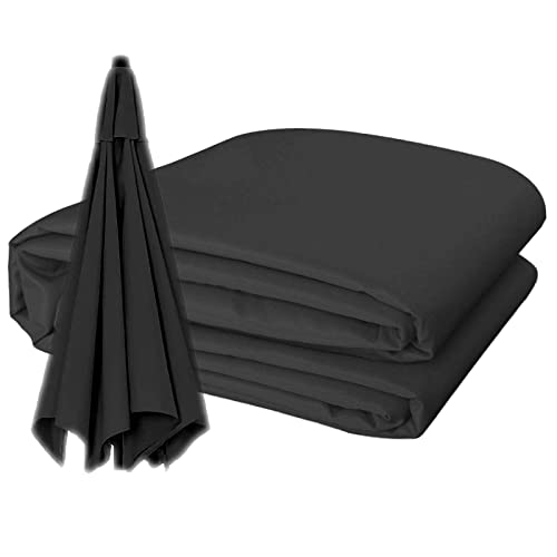 Toldo de recambio anti-UV para sombrilla de patio 2.7m negra con tejido de alta densidad 6 ribs
