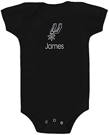 San Antonio Spurs Custom Baby Onesie - Personalized Baby Name Embroidery & Official NBA Team Logo, Envelope Neck, Cotton, Double-Stitched, Supersoft, NBA Baby Bodysuit (Black, 3-6 months)