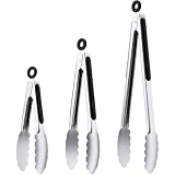 7/9/12 Inch Kitchen Tongs Set, Stainless Steel Cooking Tongs (7"+9"+12")