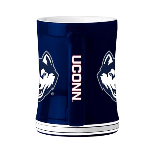 Image of Logo Brands NCAA UConn Huskies 14 oz Relief Coffee Mug - Officially Licensed Mug, Sculpted 3D Logo and Team Colors - Comfortable Handle and Glossy Finish for College Sports Fans
