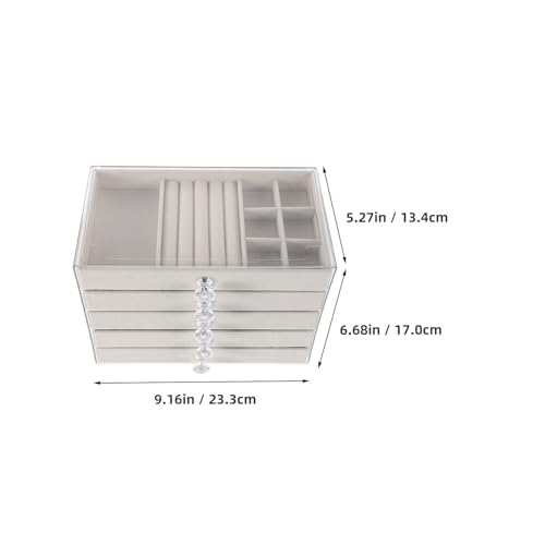 BESTYASH 5-tier Jewelry Organizer Box with Drawers, Multi-layer Necklace and Earring Storage Holder for Women, Small Beige Jewelry Storage Case for Rings and Accessories by BESTYASH - Used condition - Image 2