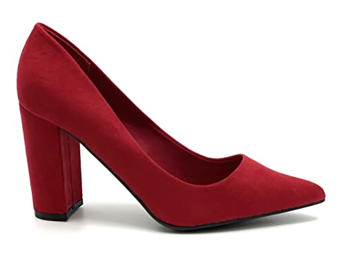 BAMBOO Women's Pointy-Toe Chunky Heel Pump2