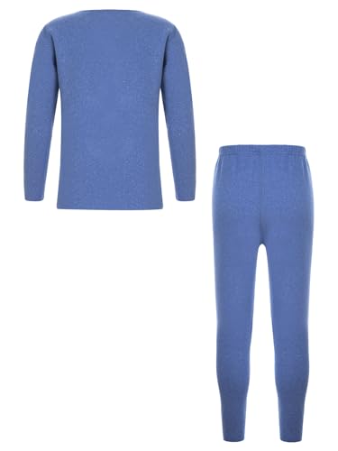 Boys Girls Thermal Underwear Long Johns Set Base Layer Long Sleeve T-Shirt Tops with Elastic Waist Bottoms Set2