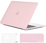 EooCoo Hard Case Compatible with MacBook Air 13.3 inch M1 Chip 2021-2018 with Retina Display, Air 13.3 inch Plastic Protective Case + Transparant Keyboard Cover + Screen Protector, Cute Pink