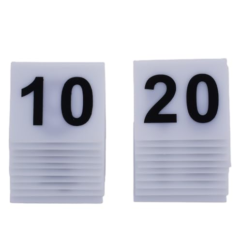 NiuLumea Letreros acrílicos de números de mesa del 1 al 40, llamativos para números negros sobre fondo blanco, para restaurantes de servicio rápido, ligeros y de limpiar, paquete de 20/40 unidades