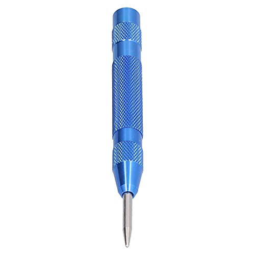Automatic Center Punch, Great Automatic Center Punch for Metal and with Replaceable Hardened Steel Tip, Positioner Adjust Force Center Hole Punch Tool for Metal, Wood (Blue)