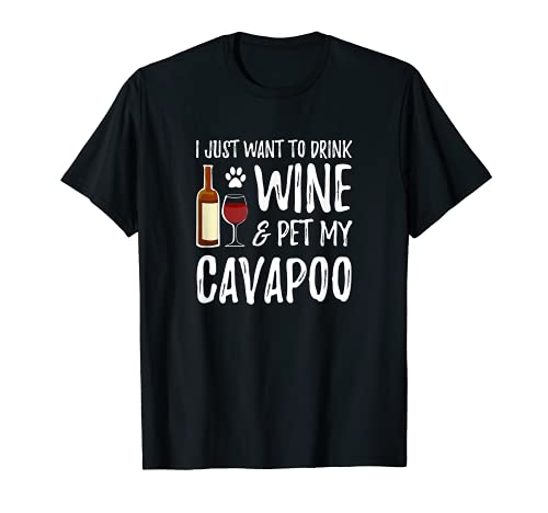 Cavapoo Dog Lover Wine Cavapoo Dog Mamá Camiseta