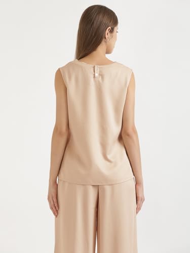 Image of SAADAA V-Neck Tops for Women| Viscose Fabric | Sleeveless Design | Relaxed Fit for Everyday Comfort | Office & Casual Wear
