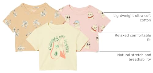 Image of Amazon Essentials Girls and Toddlers' Girls and Toddlers 3-Pack Short Sleeve T-Shirts