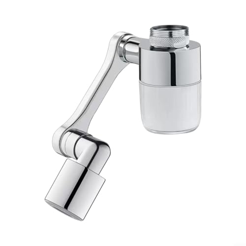 Advokingtap Extensor de grifo de cocina con filtro integrado y modos de pulverización dual, boquilla giratoria de aleación de zinc de 1440°, plateado, compatible con grifos estándar (dos etapas)